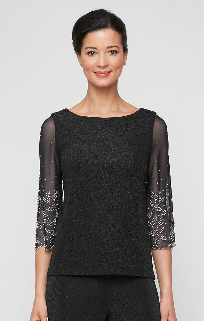 3/4 Sleeve Blouse With Illusion Heat Set Sleeves