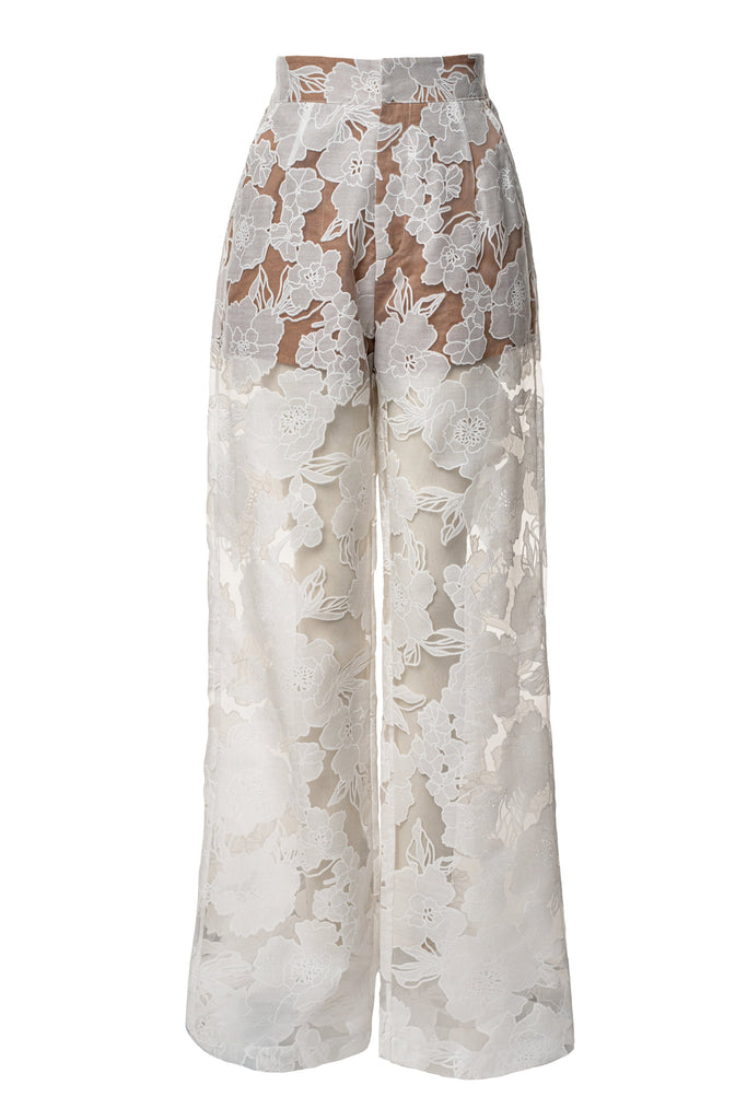 Ivory Organza Floral Pant