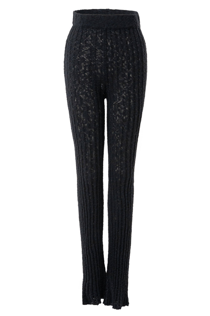 Black Lanah Knit Flare Pants