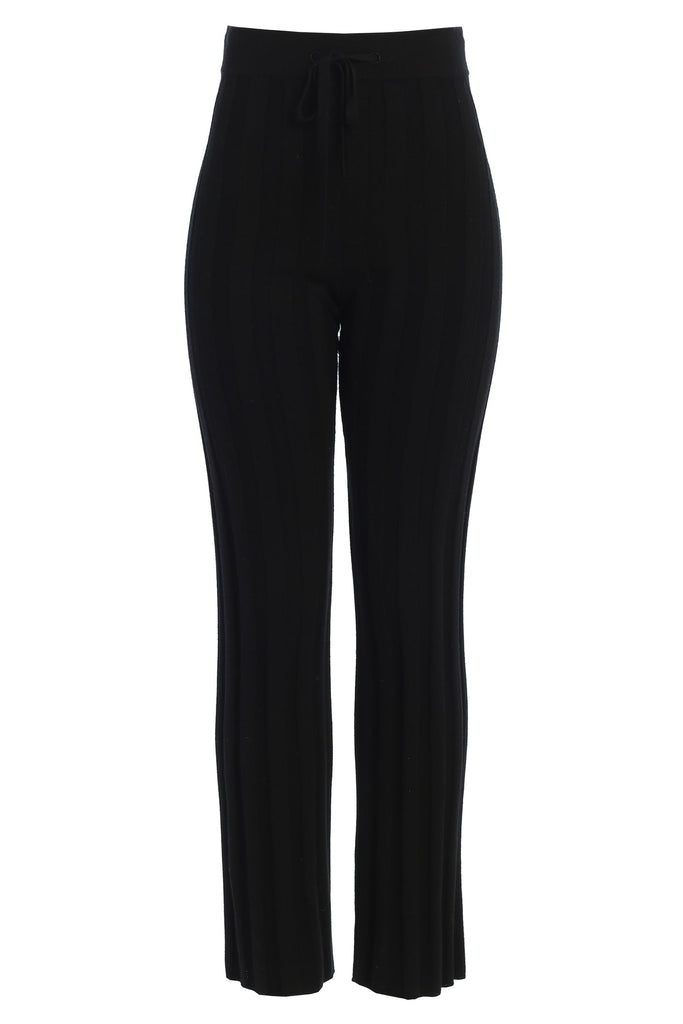 Black Darcey Ribbed Pants