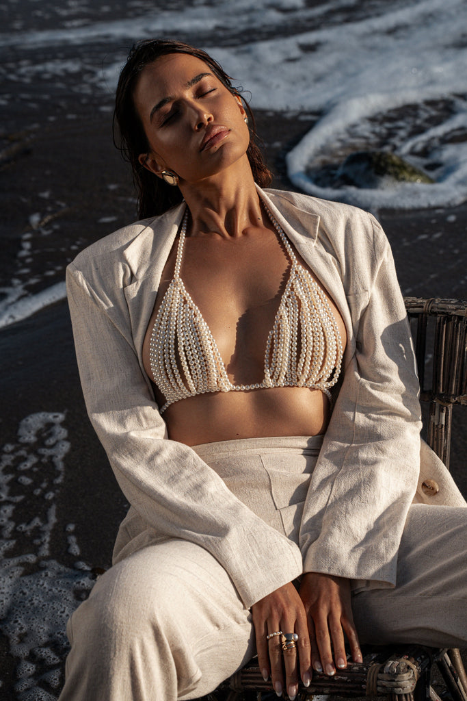 Natural Villa Views Linen Trousers