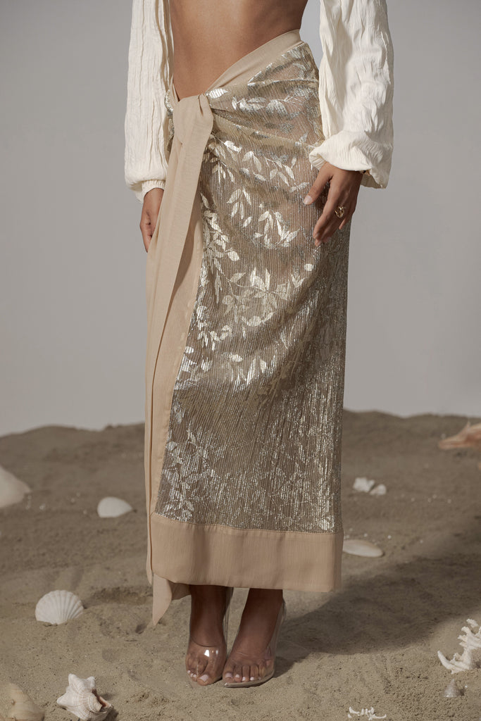 Gold Positano Printed Sarong Skirt