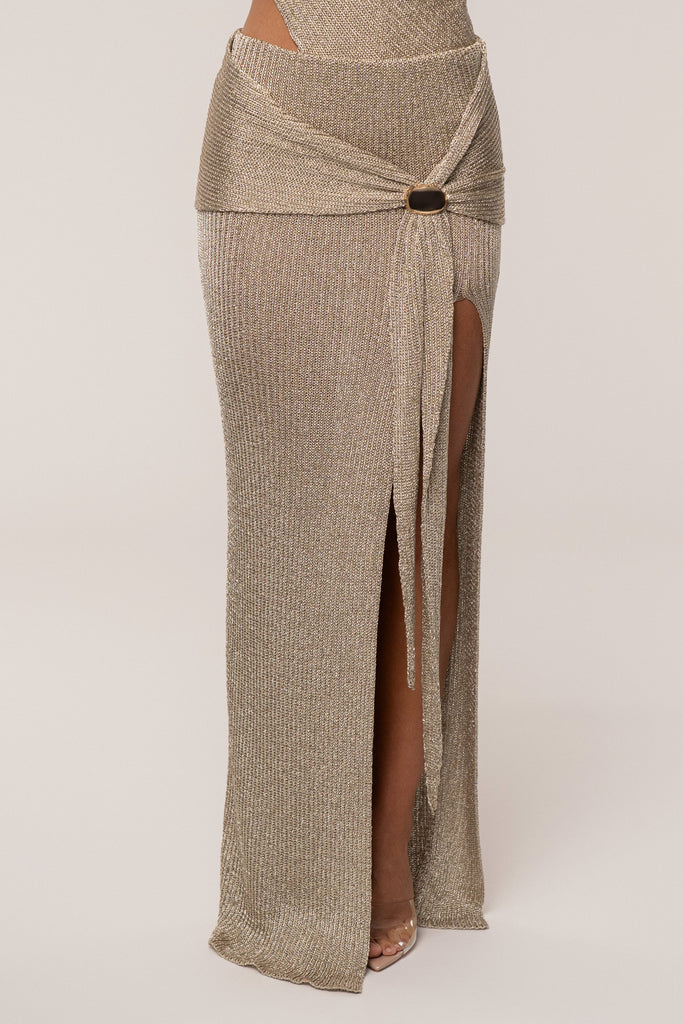 Gold Hazel Metallic Wrap Skirt