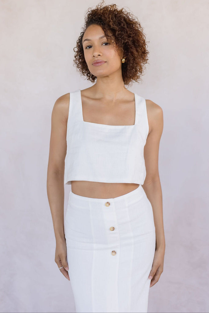 Sleeveless Linen Crop Top