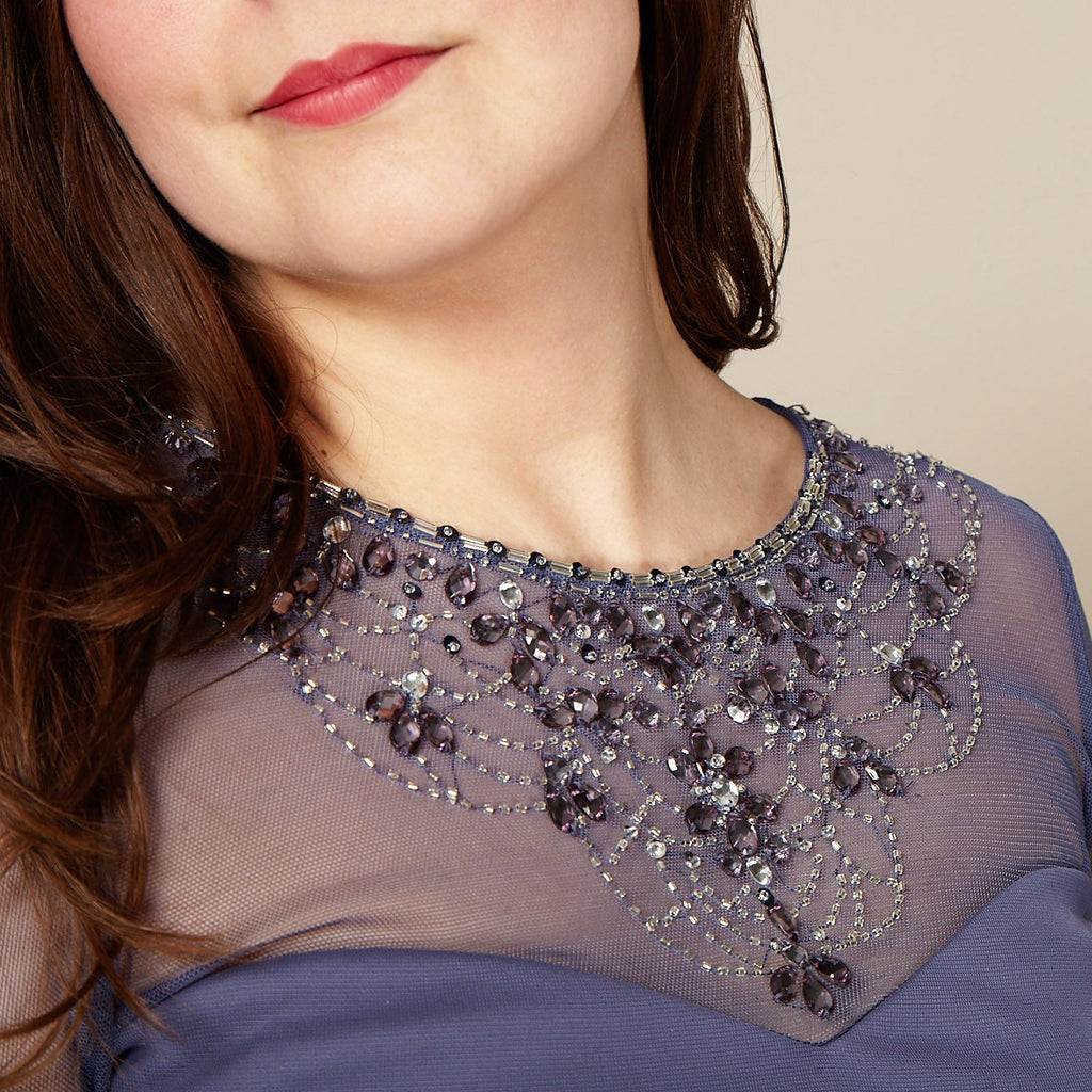 A-Line Mesh Gown with Beaded Illusion Sweetheart Neckline